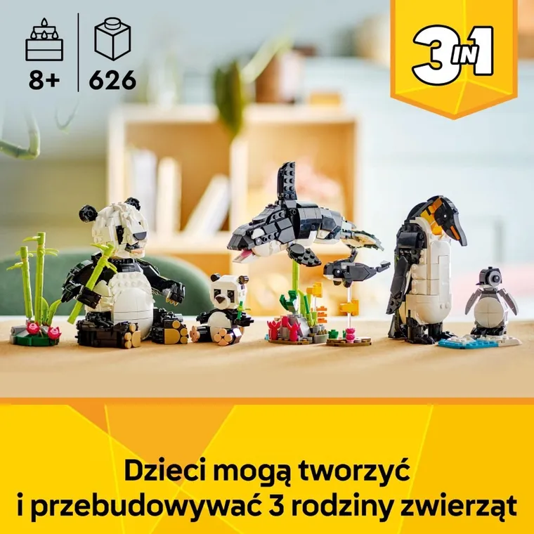 LEGO Creator 3 w 1, Dzikie zwierzęta: rodzina pand, 31165