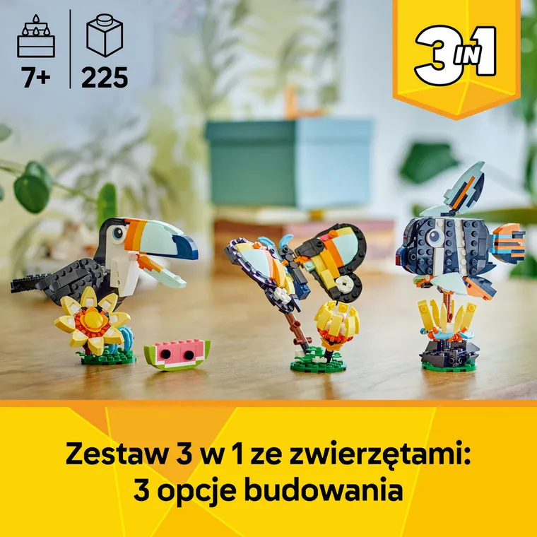 LEGO Creator 3 w 1, Dzikie zwierzęta: Tropikalny tukan, 31173