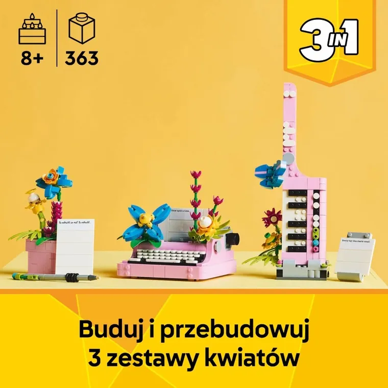 LEGO Creator 3 w 1, Maszyna do pisania z kwiatami, 31169