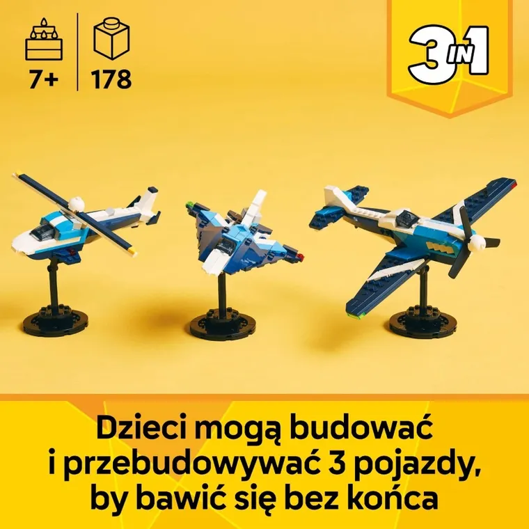 LEGO Creator 3 w 1, Statek powietrzny: samolot wyścigowy, 31160