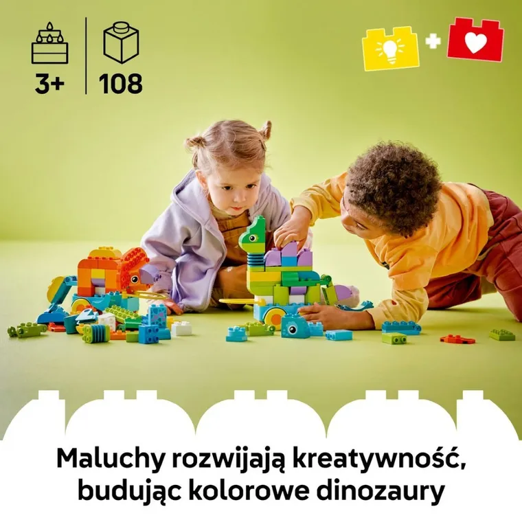 LEGO DUPLO, 3 w 1 Dinozaury na kółkach, zabawka, 10451