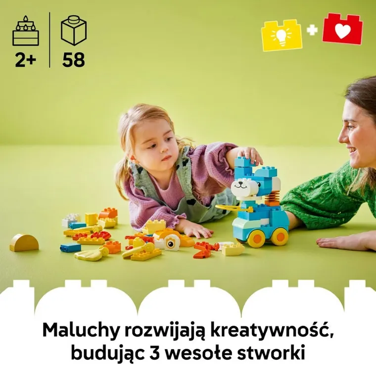 LEGO DUPLO, 3 w 1 Zwierzątka na kółkach, zabawka, 10448