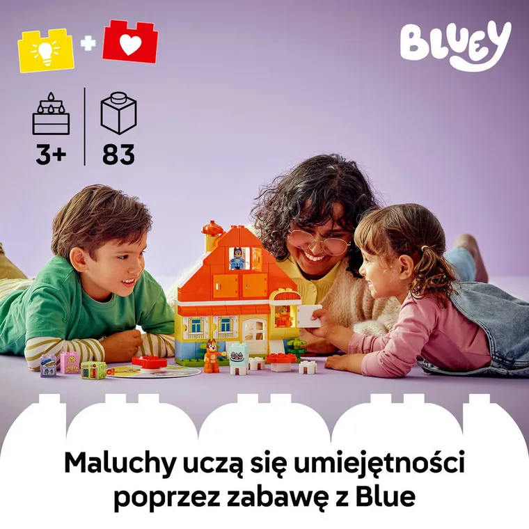 LEGO DUPLO Bluey, Dom rodzinny Blue z grą pamięciową, 10459