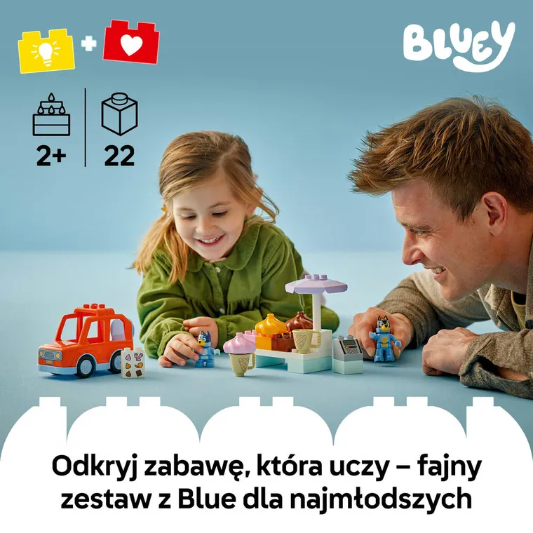 LEGO DUPLO Bluey, Wyprawa po lody z Blue, 10458