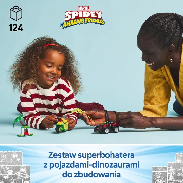 LEGO Marvel, Pościg Spina za Electro w dinopojeździe, 11198