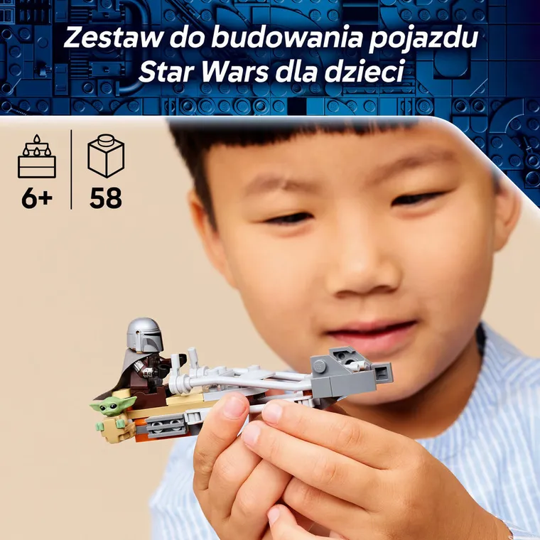 LEGO Star Wars, Śmigacz Mandalorianina i Grogu, 75436