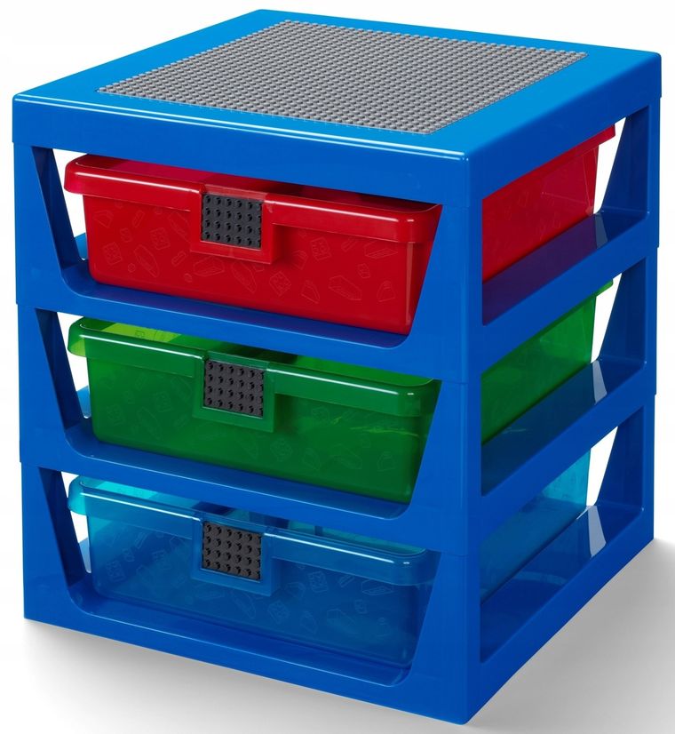LEGO, szafka na klocki z szufladami, niebieska