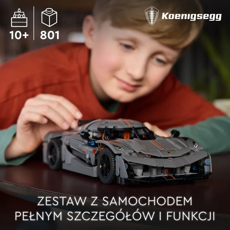 LEGO Technic, Szary hipersamochód Koenigsegg Jesko Absolut, 42173