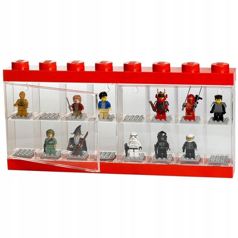 LEGO, witrynka na 16 minifigurek, czerwona