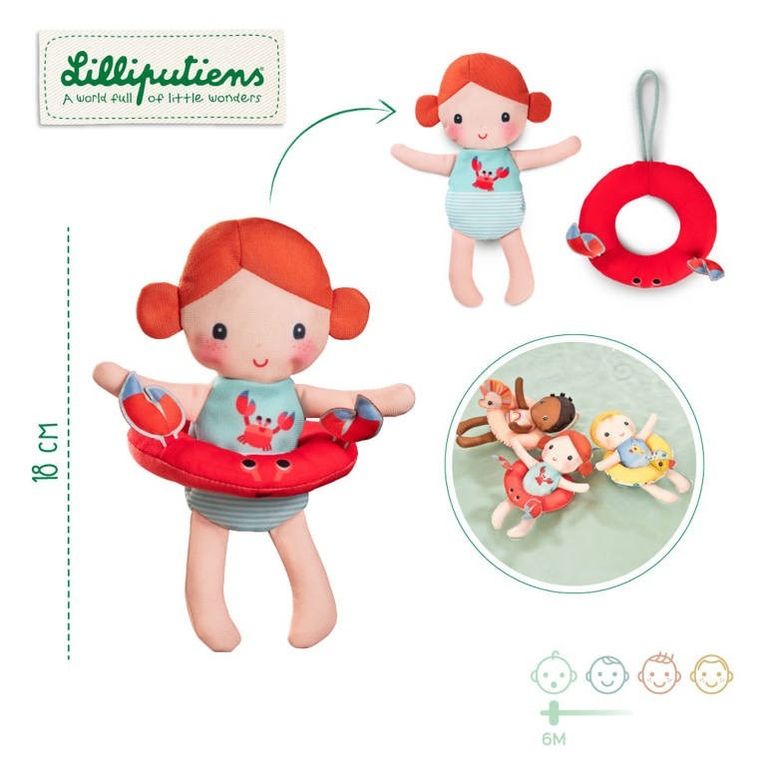 Lilliputiens, Axelle, laleczka do kąpieli, 6m+