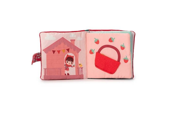 Lilliputiens, Czerwony Kapturek, miękka mini-książeczka z silikonowym gryzakiem, 6m+