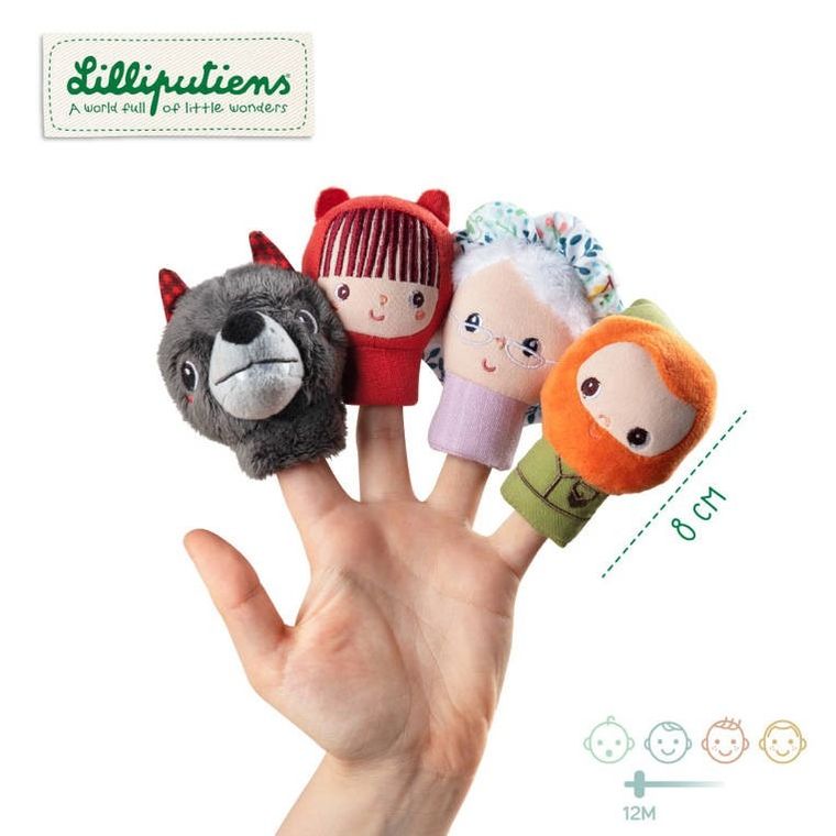 Lilliputiens, Czerwony Kapturek, mini pacynki na palce, 12m+