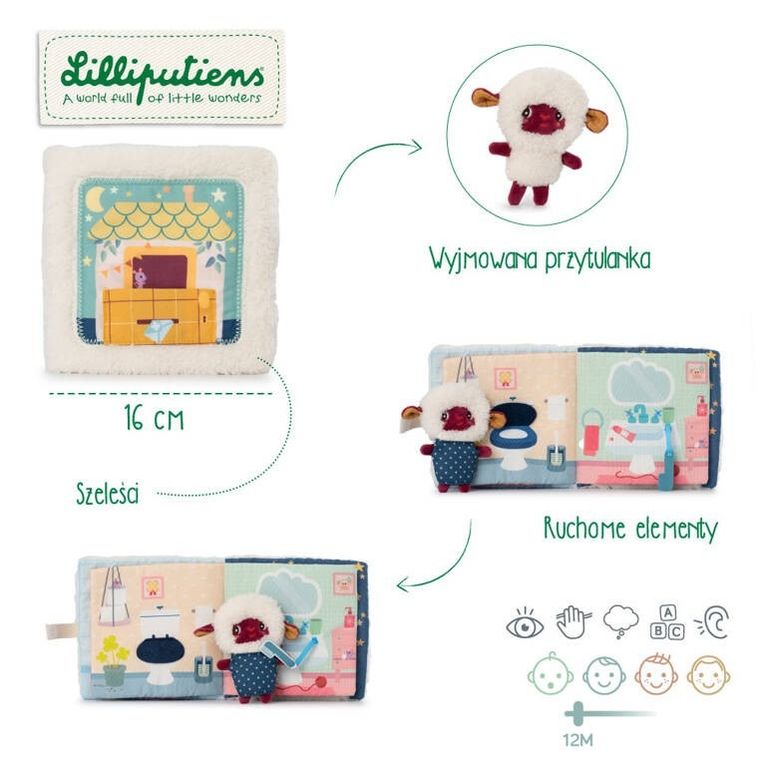Lilliputiens, Dobranoc, Owieczka Yvon, książeczka aktywizująca z mini-przytulanką, 12m+