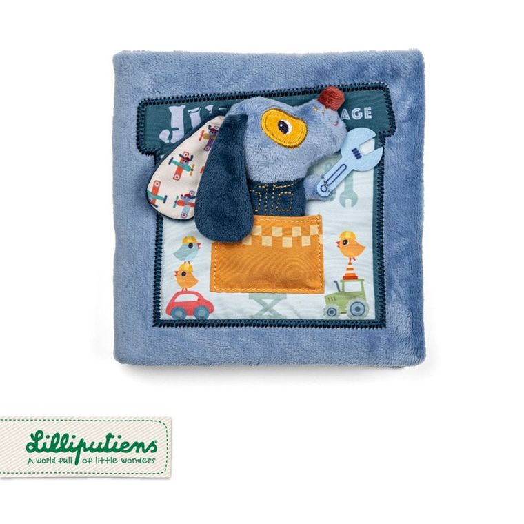 Lilliputiens, Garaż Pieska Jules'a, miękka książeczka aktywizująca, 12m+