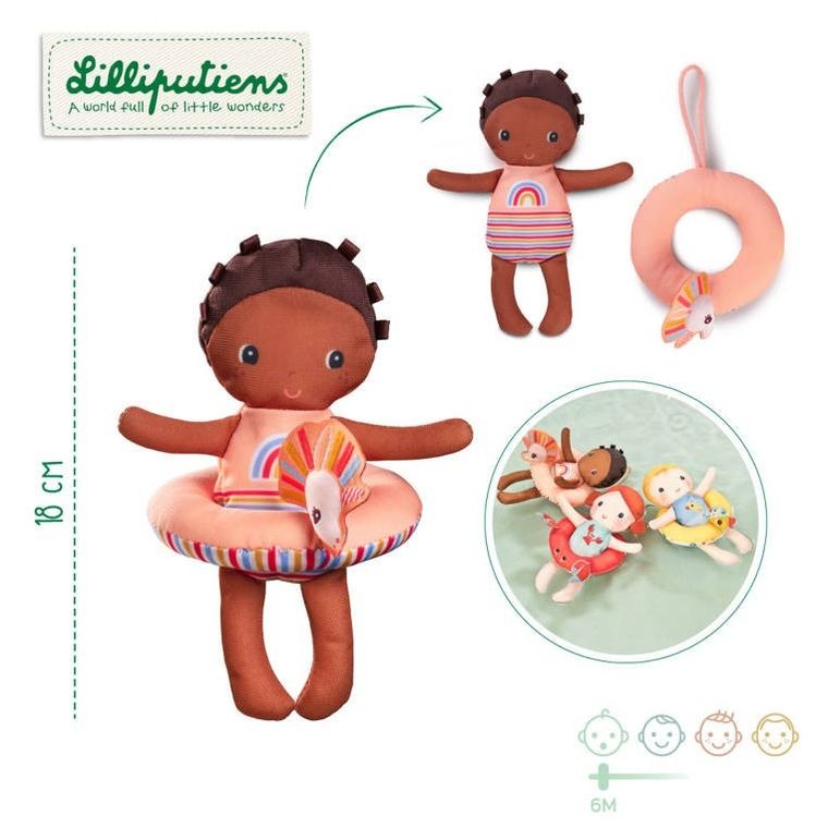 Lilliputiens, Lena, laleczka do kąpieli, 6m+