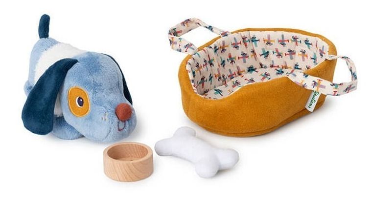 Lilliputiens, Piesek Jules, maskotka piesek z koszyczkiem i akcesoriami, 12m+