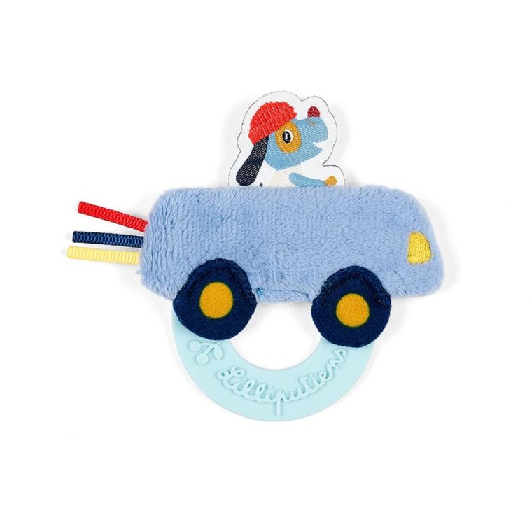 Lilliputiens, Piesek Jules w autku, gryzak sensoryczny, 3m+