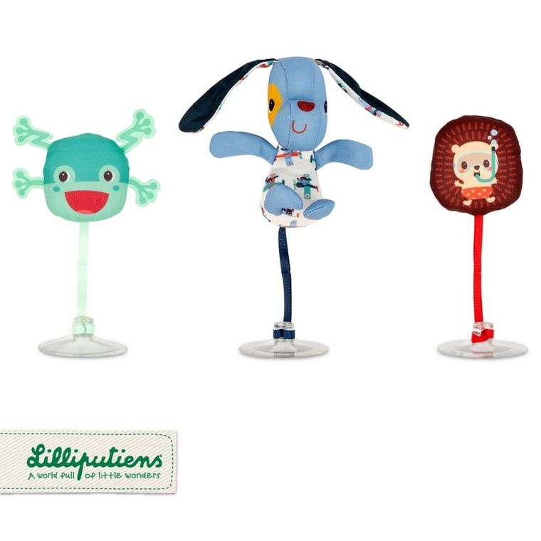 Lilliputiens, Piesek Jules, zestaw 3 zabawek do kąpieli z przyssawkami, 3m+