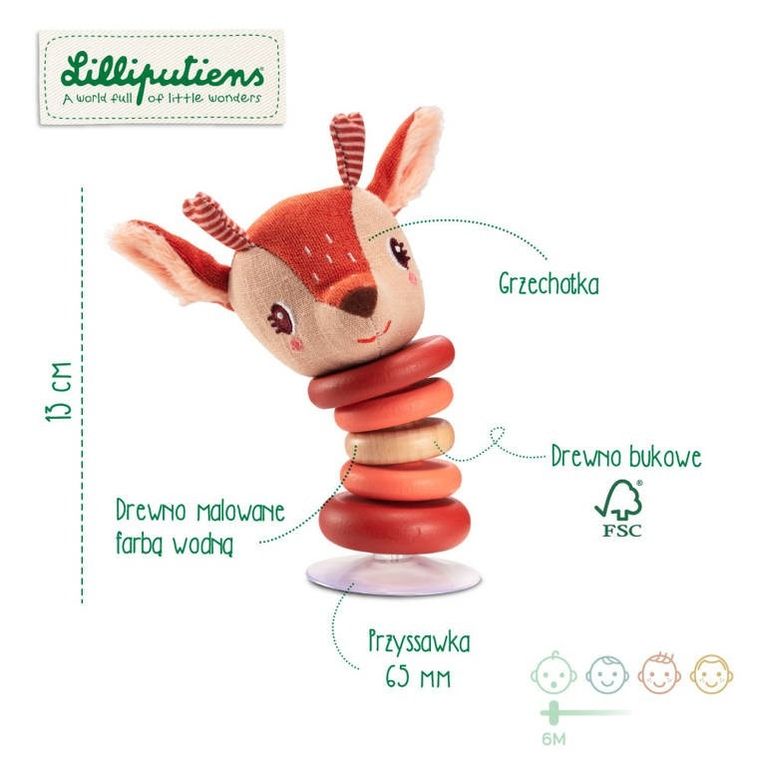 Lilliputiens, Sarenka Stella, grzechotka z przyssawką, 6m+