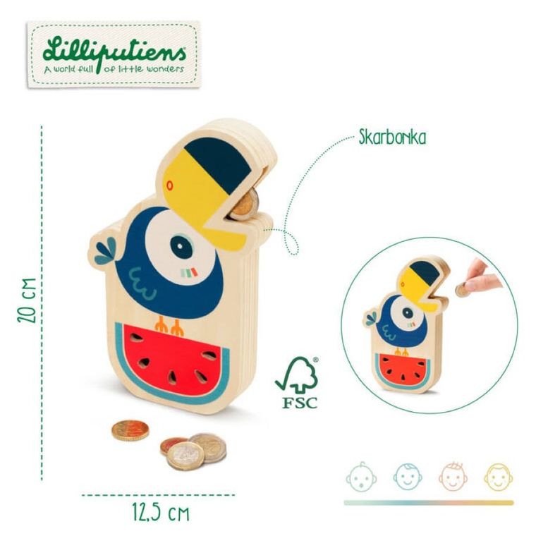 Lilliputiens, Skarbonka drewniana, Tukan Pablo