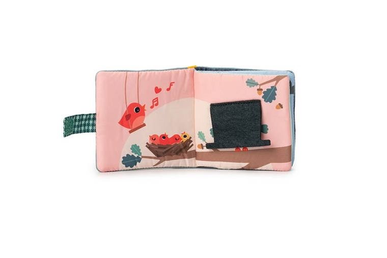 Lilliputiens, Smok Joe, miękka mini-książeczka z silikonowym gryzakiem, 6m+