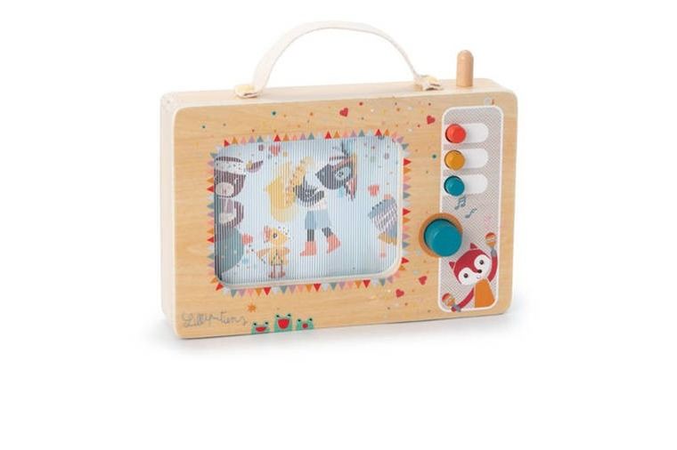 Lilliputiens, Telewizor, drewniana, animowana pozytywka, 10m+