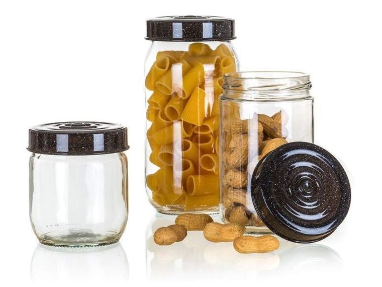 Linzi, szklane słoiki, granitowe, 3 szt.