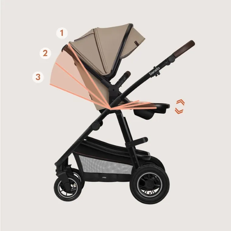 Lionelo, Amber Plus, wózek wielofunkcyjny z fotelikiem, 3w1, Beige Sand