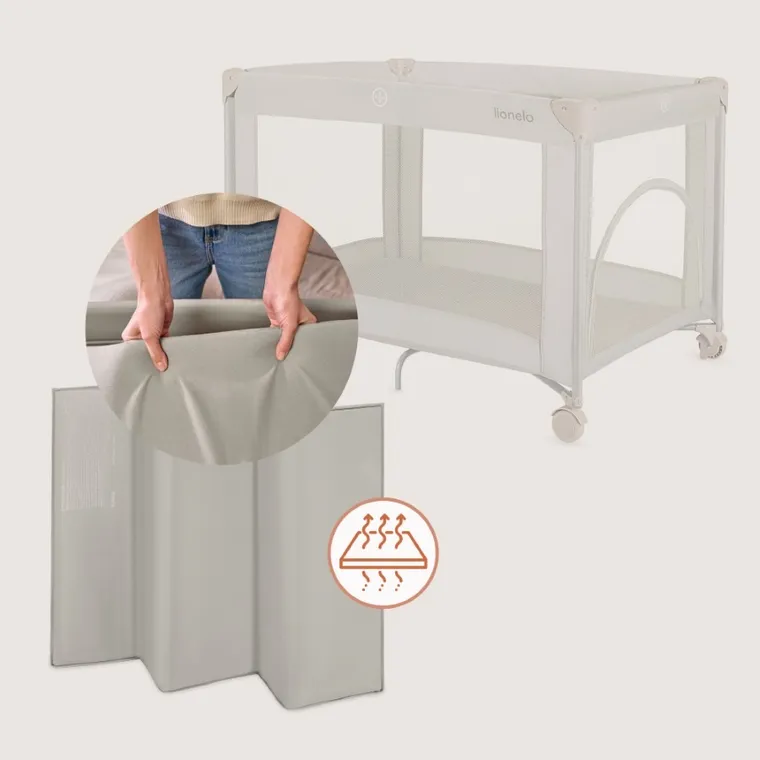 Lionelo, Amelie, kompaktowe łóżeczko turystyczne, beige sand