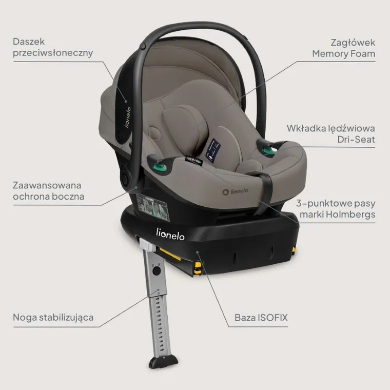 Lionelo, Astrid, i-Size, fotelik samochodowy z bazą, Beige Taupe