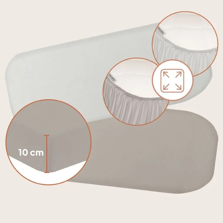 Lionelo, bambusowe prześcieradło z gumką, biały/beżowy, 28-70 cm, 2 szt.