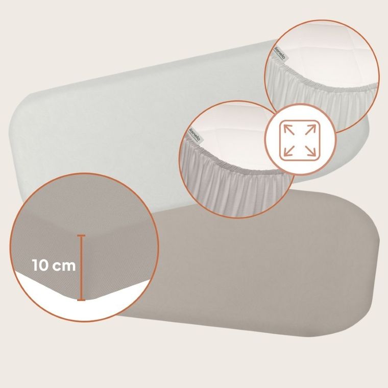 Lionelo, bambusowe prześcieradło z gumką, biały/beżowy, 60-118 cm, 2 szt.