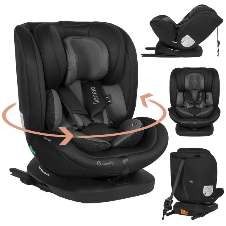 Lionelo, Bastiaan, I-size, fotelik samochodowy, 40-150 cm, Black Grey