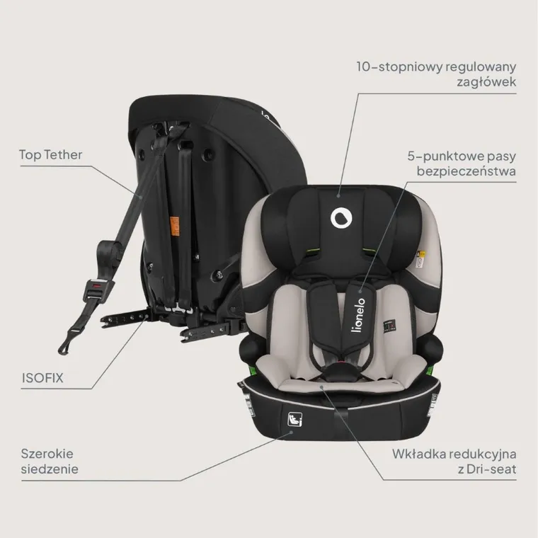 Lionelo, Billy, fotelik samochodowy, i-Size, Beige Latte, 76-150 cm