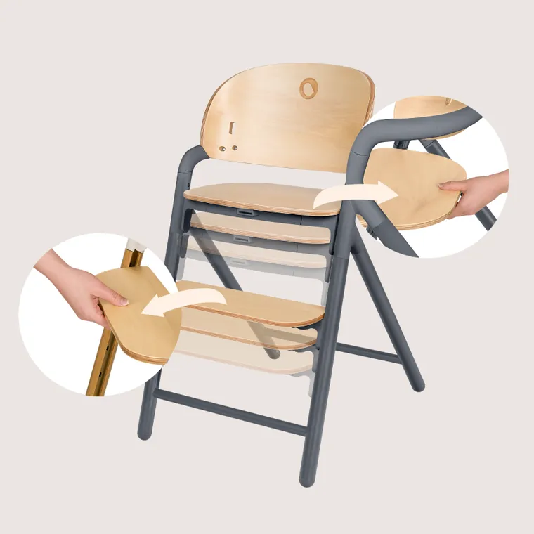 Lionelo, Celia, krzesełko do karmienia, grey wood