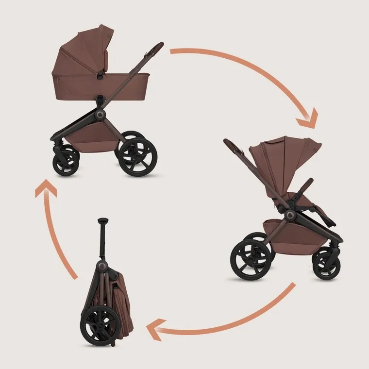 Lionelo, Freya, wózek wielofunkcyjny, składana gondola, 2w1, brown chocolate