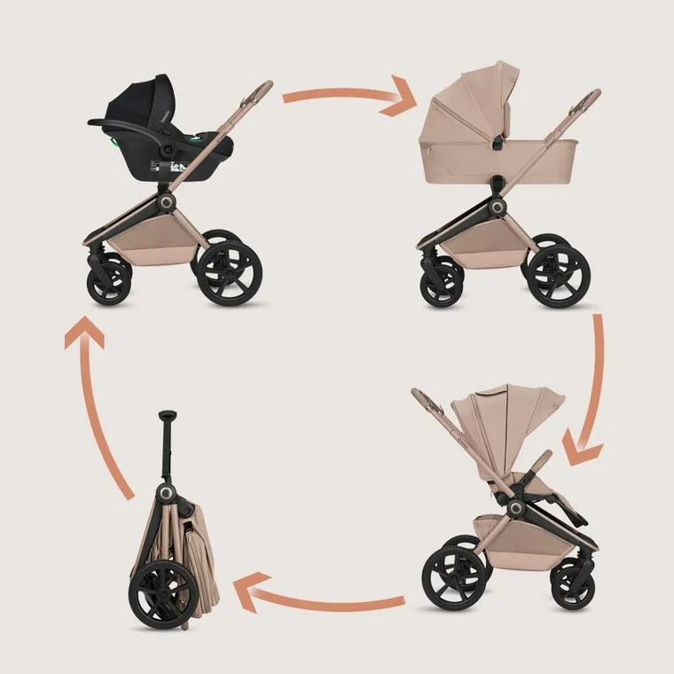 Lionelo, Freya, wózek wielofunkcyjny, składana gondola, 3w1, beige sand
