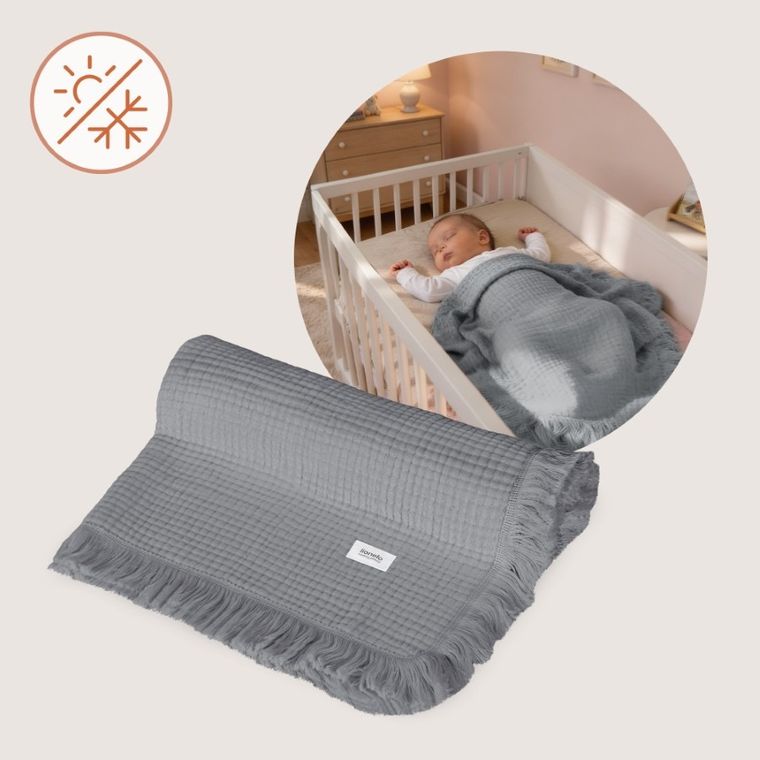 Lionelo, kocyk muślinowy, Dove Grey, 70-100 cm