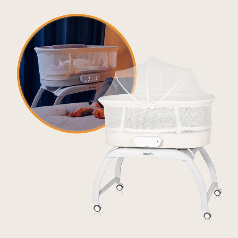 Lionelo, łóżeczko-kołyska z funkcją wagi, coral white