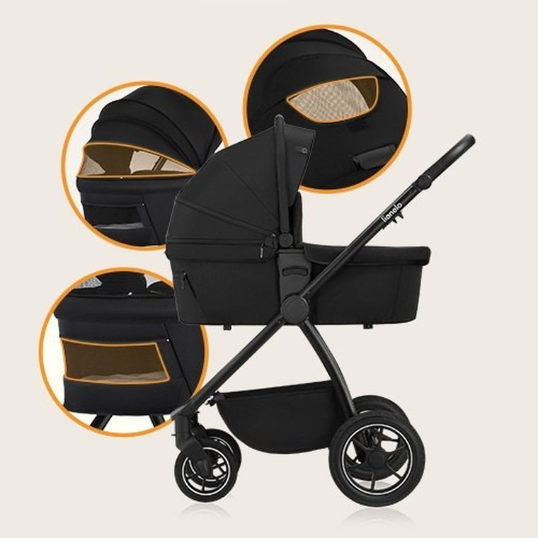 Lionelo, Meril, wózek wielofunkcyjny, 2w1, Black Onyx