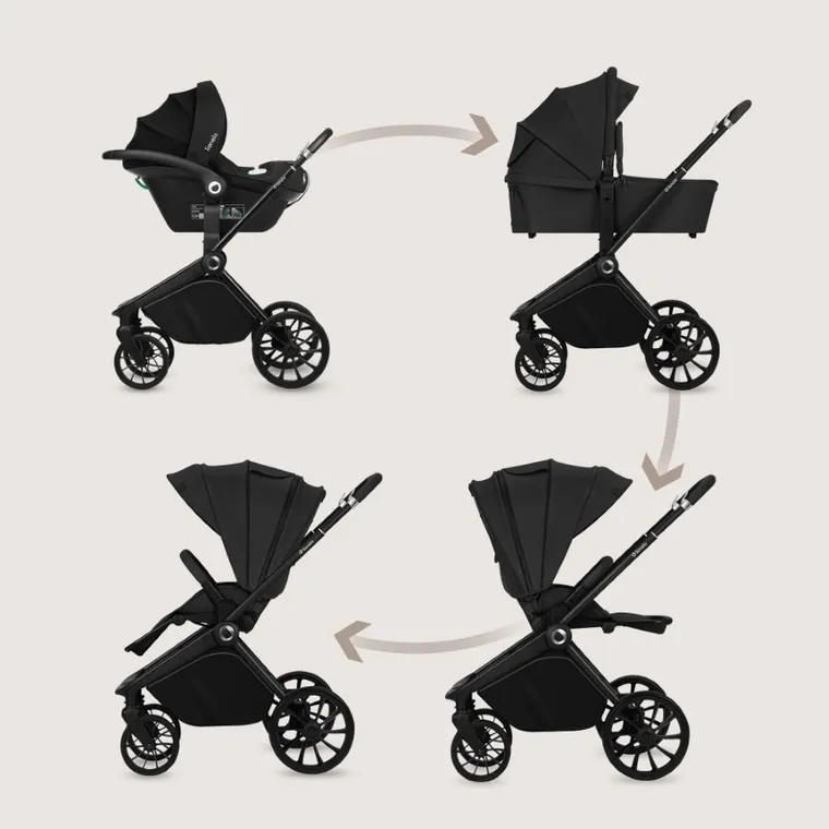 Lionelo, Mika Plus, wózek wielofunkcyjny 3w1, Black Onyx