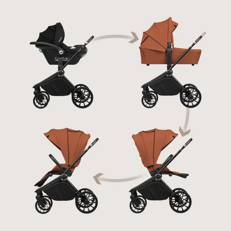 Lionelo, Mika Plus, wózek wielofunkcyjny, 3w1, Brown Rust