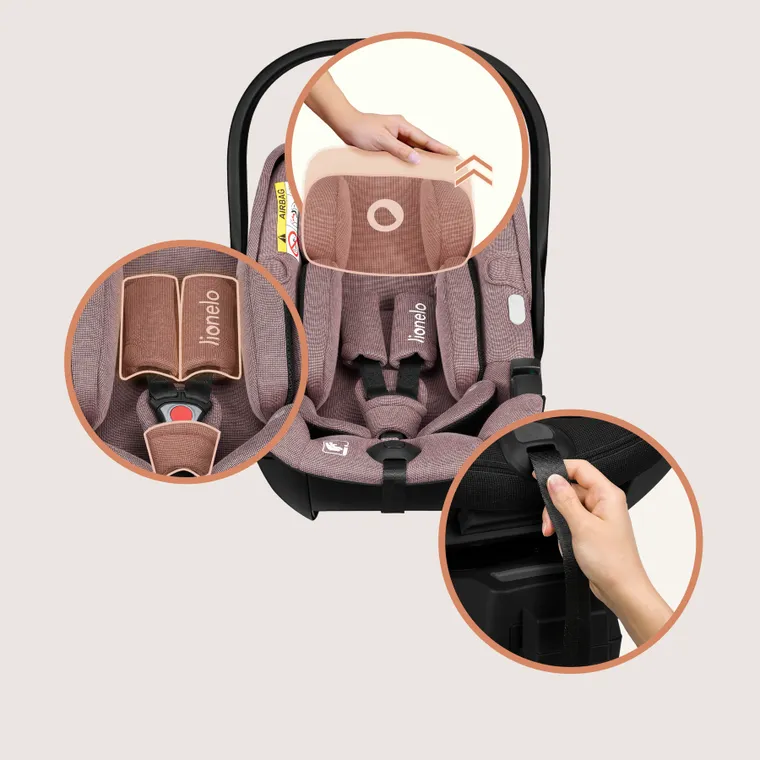Lionelo, Moxie, fotelik samochodowy z bazą, i-Size, Pink Mauve, 40-87 cm