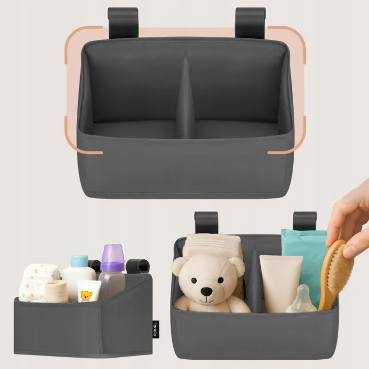 Lionelo, Sidepocket, organizer do łóżeczka, mały, grey