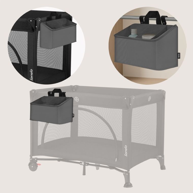 Lionelo, Sidepocket, organizer do łóżeczka, średni, grey