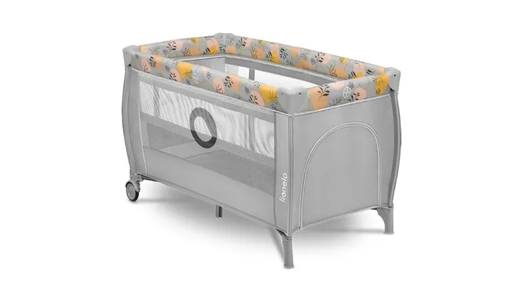 Lionelo, Stefi Plus, łóżeczko turystyczne, dwupoziomowe, składane, Pink Yellow