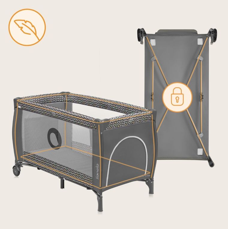 Lionelo, Sven Plus, łóżeczko turystyczne, Grey Scandi