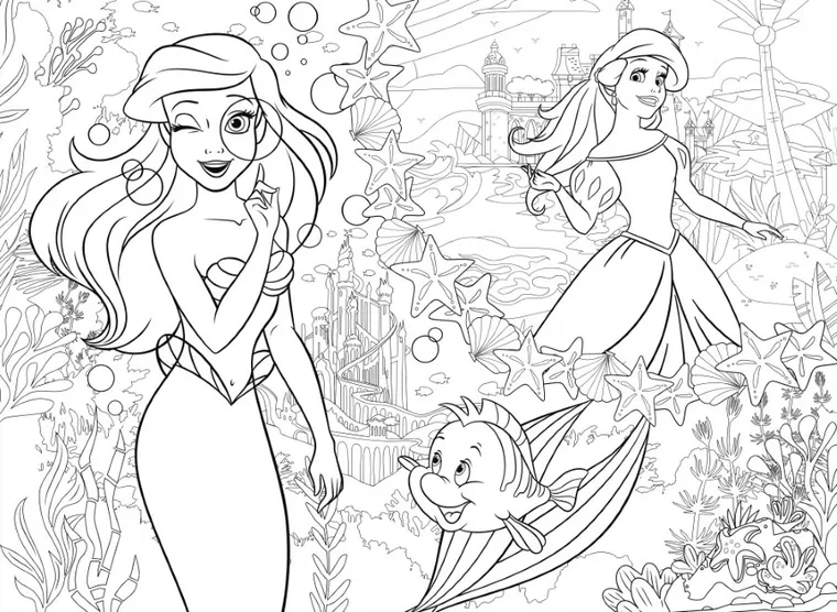 Lisciani, Księżniczki Disneya, Eko, puzzle dwustronne, Arielka, 48 elementów