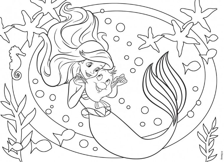 Lisciani, Mała Syrenka, puzzle maxi, dwustronne, 60 elementów