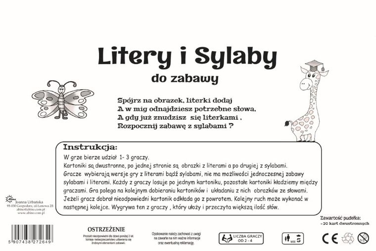 Litery i sylaby do zabawy, układanka edukacyjna